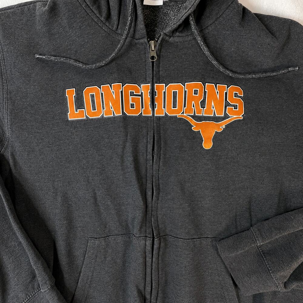 Retro Texas Longhorns Men’s Large Gray Full Zip Hoodie Majestic Section 101 NCAA - Picture 2 of 5